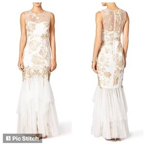 Marchesa Notte Clea Gown White and Gold Wedding Prom Dress